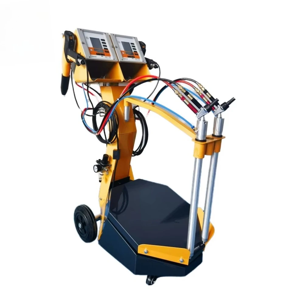 HK-G500VD Dual Powder Coating Gun Machine Vibrate Spray System with Double Box Feeder for Car Wheels Metal Coating Machinery