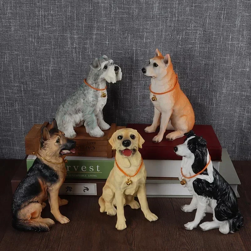 Simulation Labrador Golden Retriever Shiba Inu Sculpture Ornament Modern Home Decoration Accessories Schnauzer Resin Statue Gift