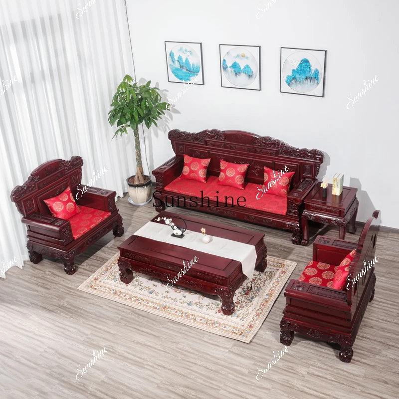 

All solid wood ninety-five supreme sofa combination Chinese antique sitting couch large apartment FT