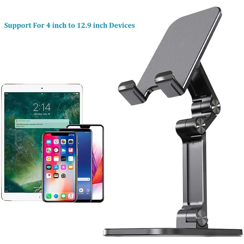 Three Sections Foldable Desk Mobile Phone Holder for IPhone IPad Tablet Flexible Table Desktop Adjustable Cell Smartphone Stand