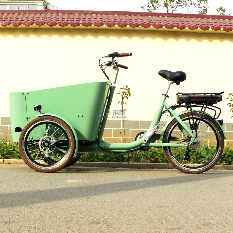 CE Certification Electric Delivery Bike with Box 3 Wheel Cargo Bike Adult Length Distance Family Front Bicycle for Kids