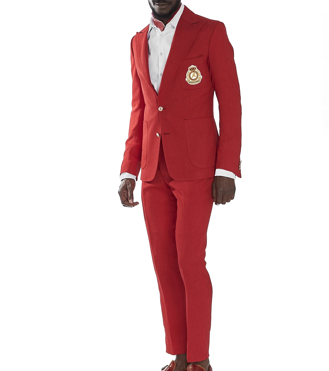 Traje de satén rojo para hombre, chal de solapa, ropa de novio, esmoquin de boda, chaqueta Formal de negocios, pantalón a medida, 2 piezas