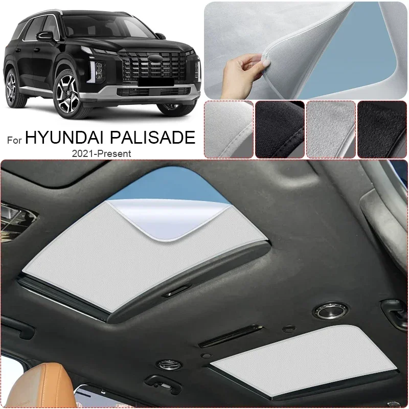 

For Hyundai PALISADE 2021-2026 Car Suede Fabric Anti-uv Electrostatic Adsorption Sunroof Sunshade Auto Heat Insulation Skylight