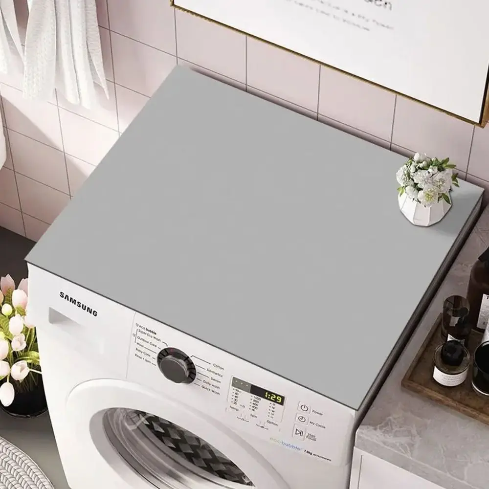 Reusable Dust Proof Washing Machine Cover Absorbent Quick Drying Slip Mat Solid Color Bathroom Decor Microwave Protecor Pad