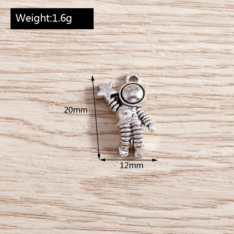 Tusember 12*20mm 20 Stück Antik-Silberfarbene Charms, Legierung Raumfahrer-Astronauten-Anhänger, DIY Handgemachte Schmuckherstellung Zubehör – Detail 2