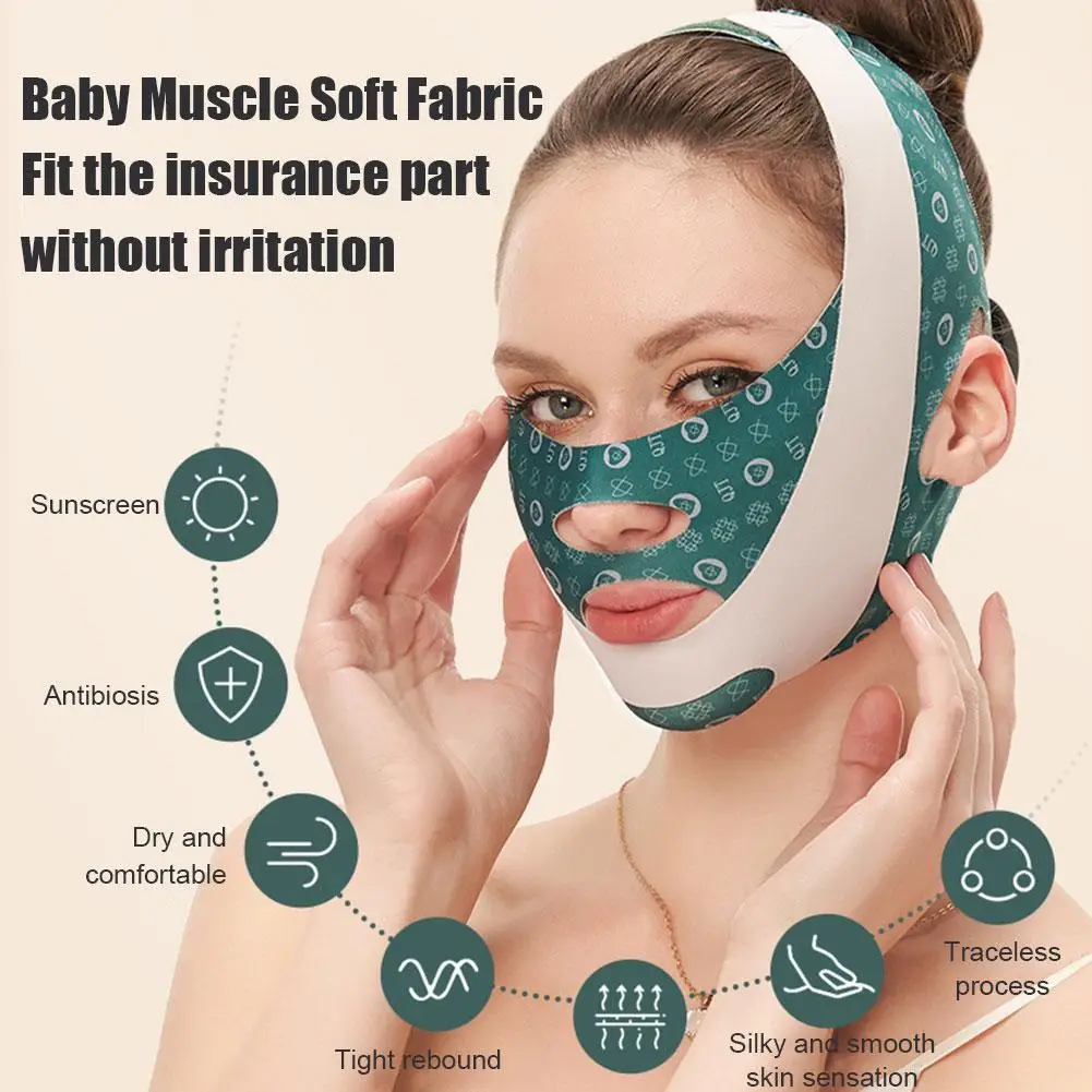 Breathable V Face Cheek Lift Up Band Face หน้ากากบางผ้าพันคอ Chin Care ผ้าพันแผล Shaping Skin Face ลด Double V-Line B0Q7