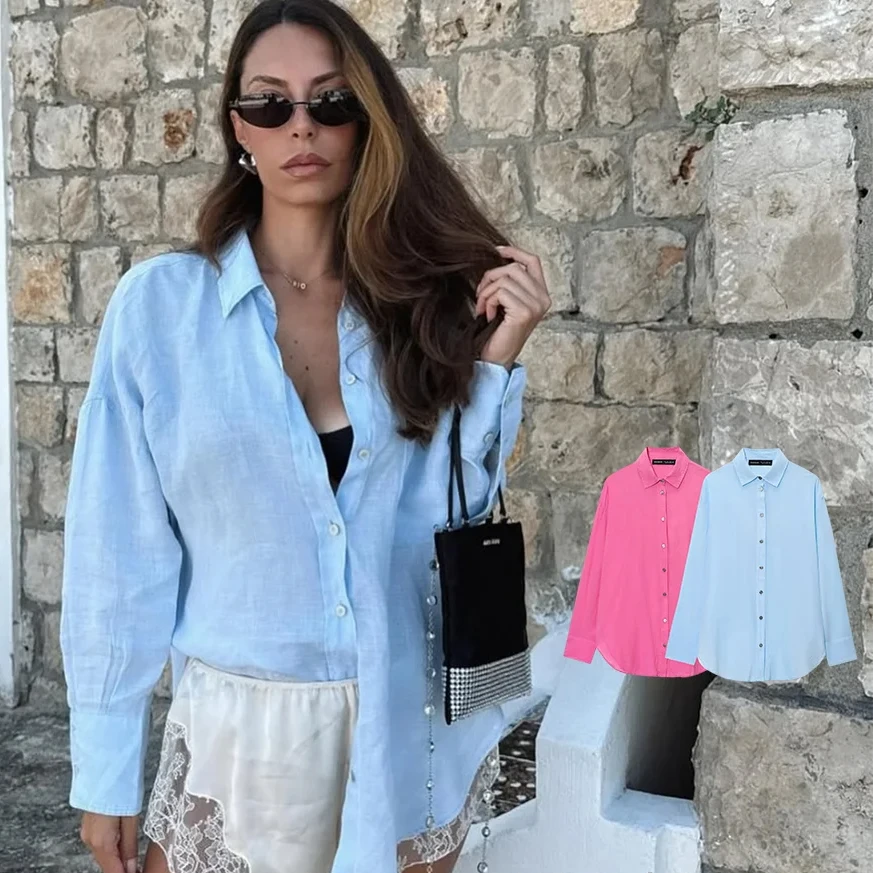 

KONDALA осенние повседневные рубашки для поездок на работу, женские тонкие рубашки с лацканами и пуговицами, весна-лето 2024, модные элегантные женские рубашки