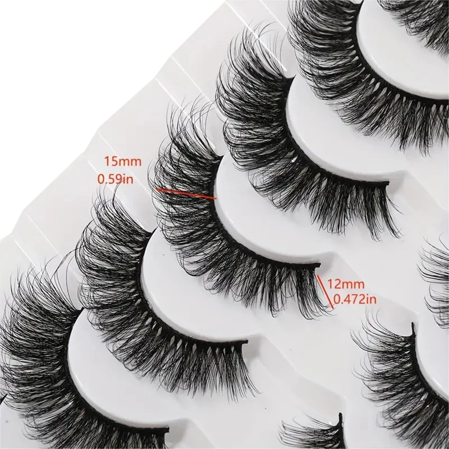 マンゴーまつげ7ペア、Dロールエクステンション効果のある自然なふわふわ3Dつけまつげ