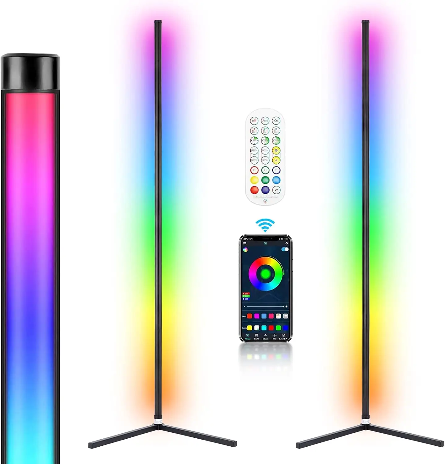

64.5" RGB Corner Floor Lamp, APP & Remote, Music Sync, 16 Million Colors, Dimmable