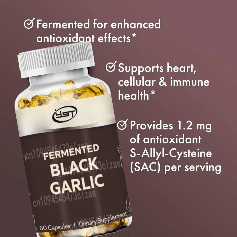 Natural Black Garlic Supplements, Dietary Supplement, Supports Immune Health, Non GMO  60  Vegetarian Capsules