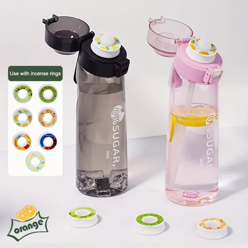500/650ml Water Bottle With 10pc Random Flavor Pods With Straw Leak Proof Suitable for Camping Running Travel Camping