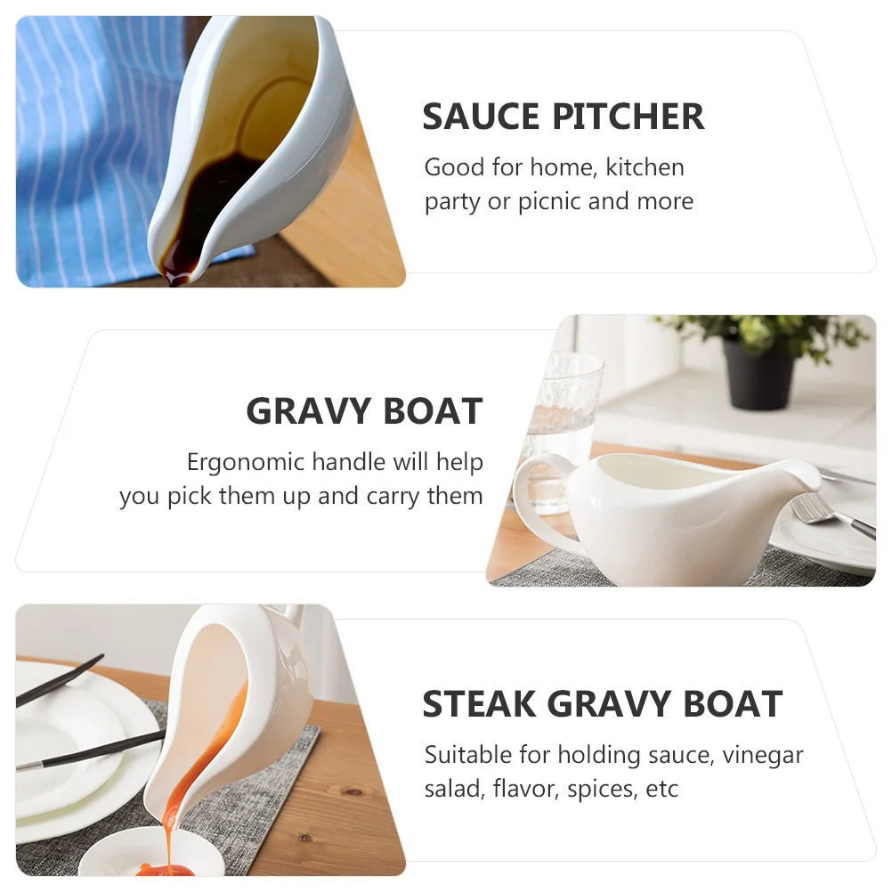 

1Pcs Ceramic Sauce Jug Steak Gravy Boat Kitchen Pouring Container Serving Bowl Gravy Boat Ceramic Serving Jug