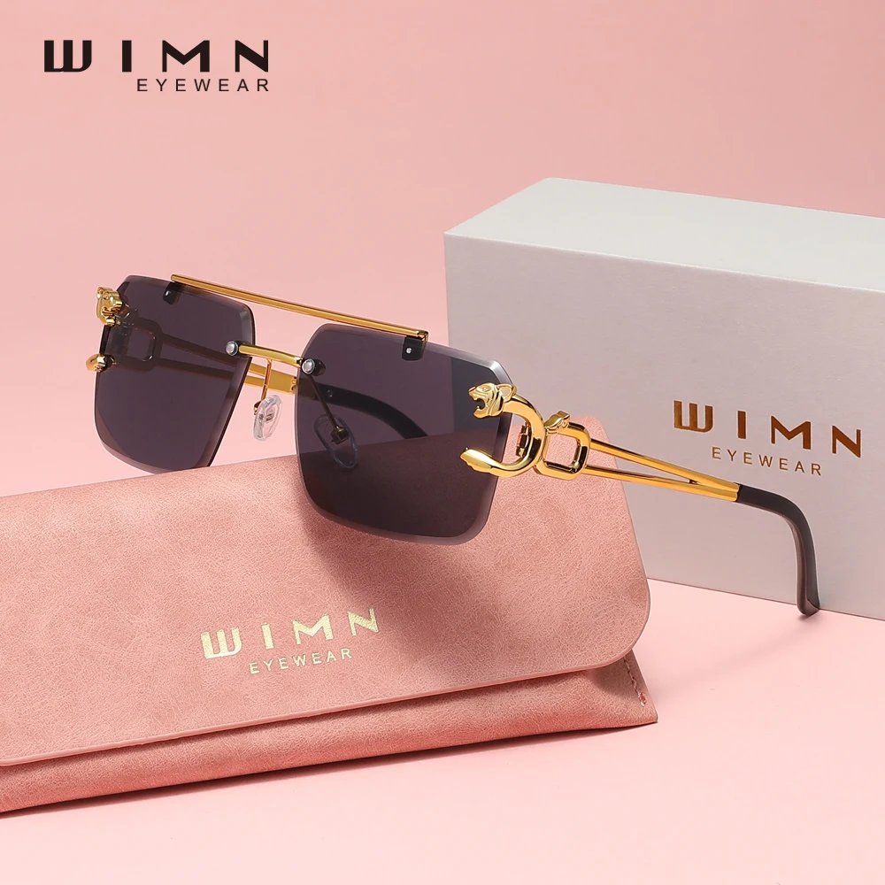 

WIMN Trend Rimless Sunglasses Rectangle Popular Women Men Shades Small Square Sun Glasses For Female Male