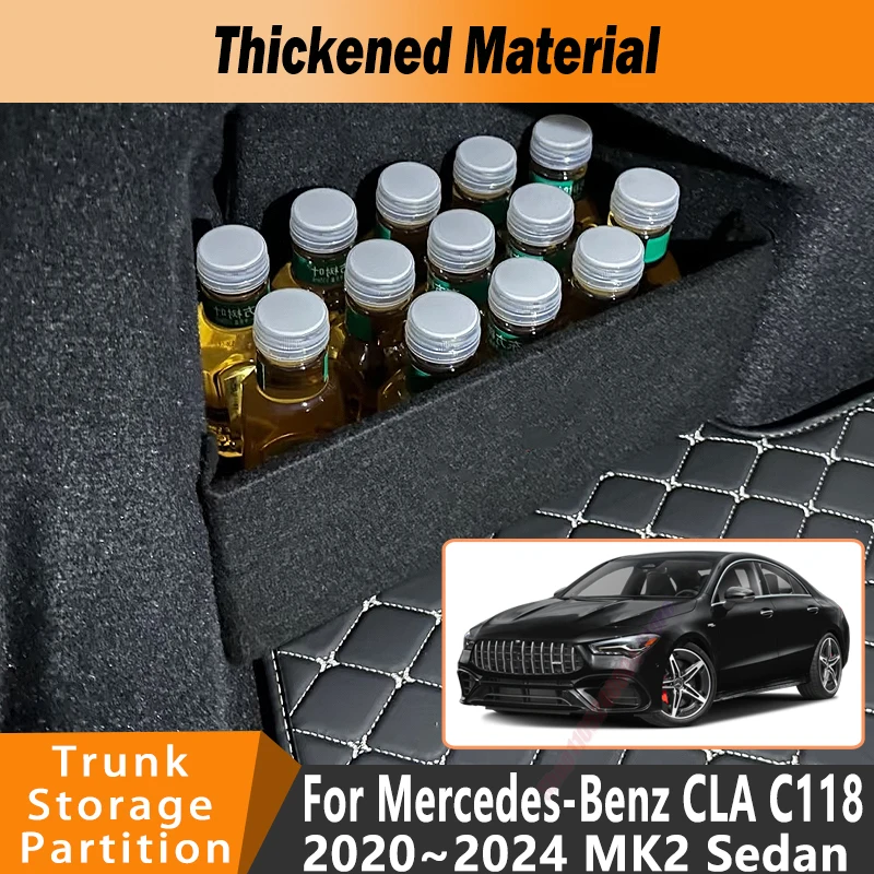 For 2020~2024 Mercedes-Benz CLA Sedan C118 Car Organizer Trunk Side Partition Trunk Interior Storage Box Parts