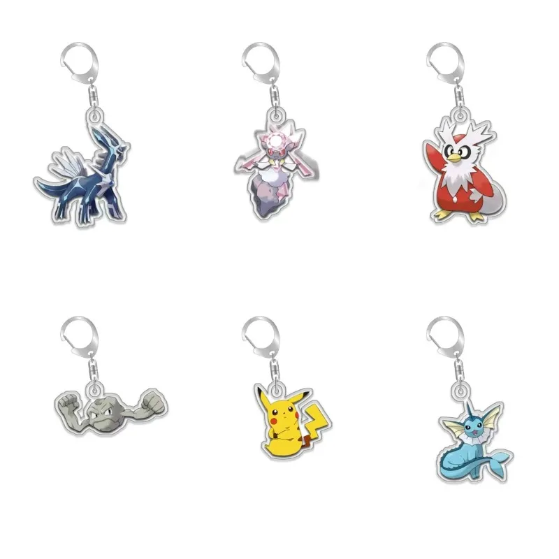 Llavero Colgante de Acrílico Original Hecho a Mano con Diseño de Dialga, Diancie, Delibird, Geodude y Vaporeon, Bonito Regalo de Anime de Dibujos Animados, 5 cm