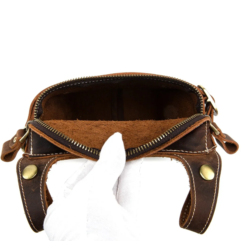 Vintage Leather Waist Bag Fanny Pack for Men Women Hip Bum Bag Belt Slim Cell Phone Purse Wallet Vintage Retro Crossbody Sling