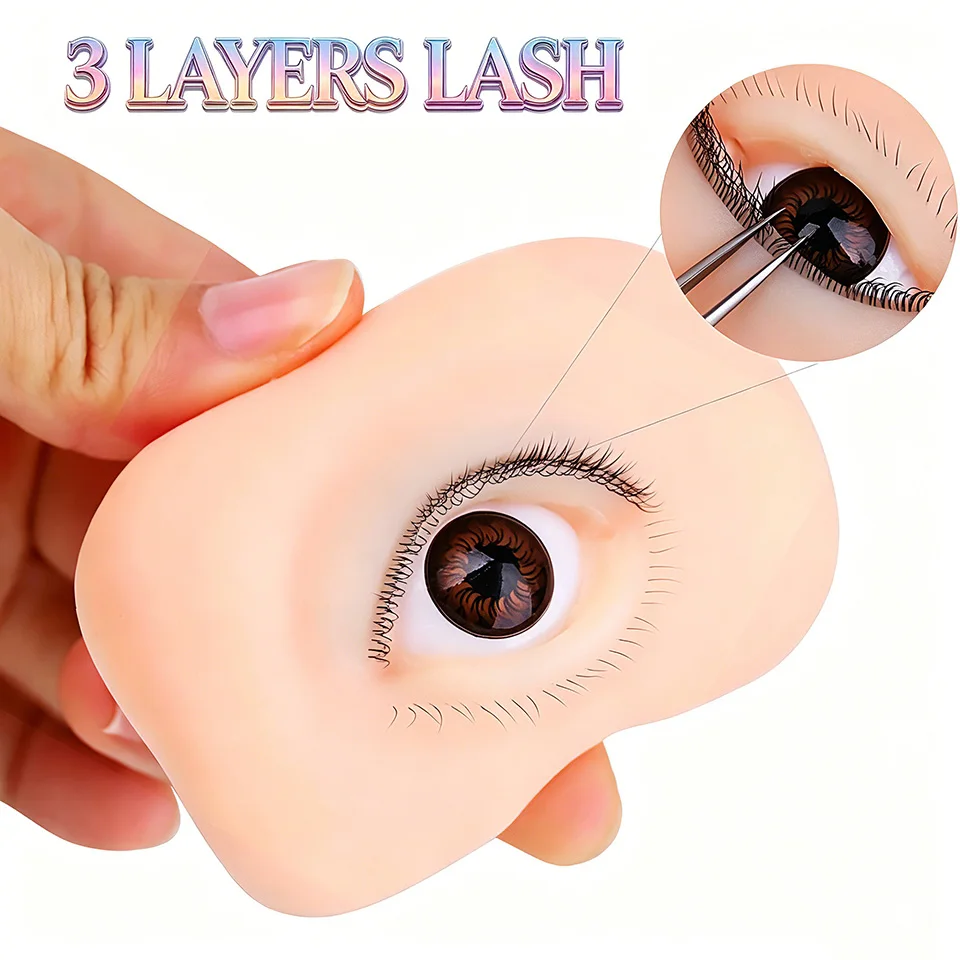 New 3-Layer Mini Mannequin for Eyelash Extension Training Mannequin Eyes for False Eyelash Grafting Makeup Practice Model Head
