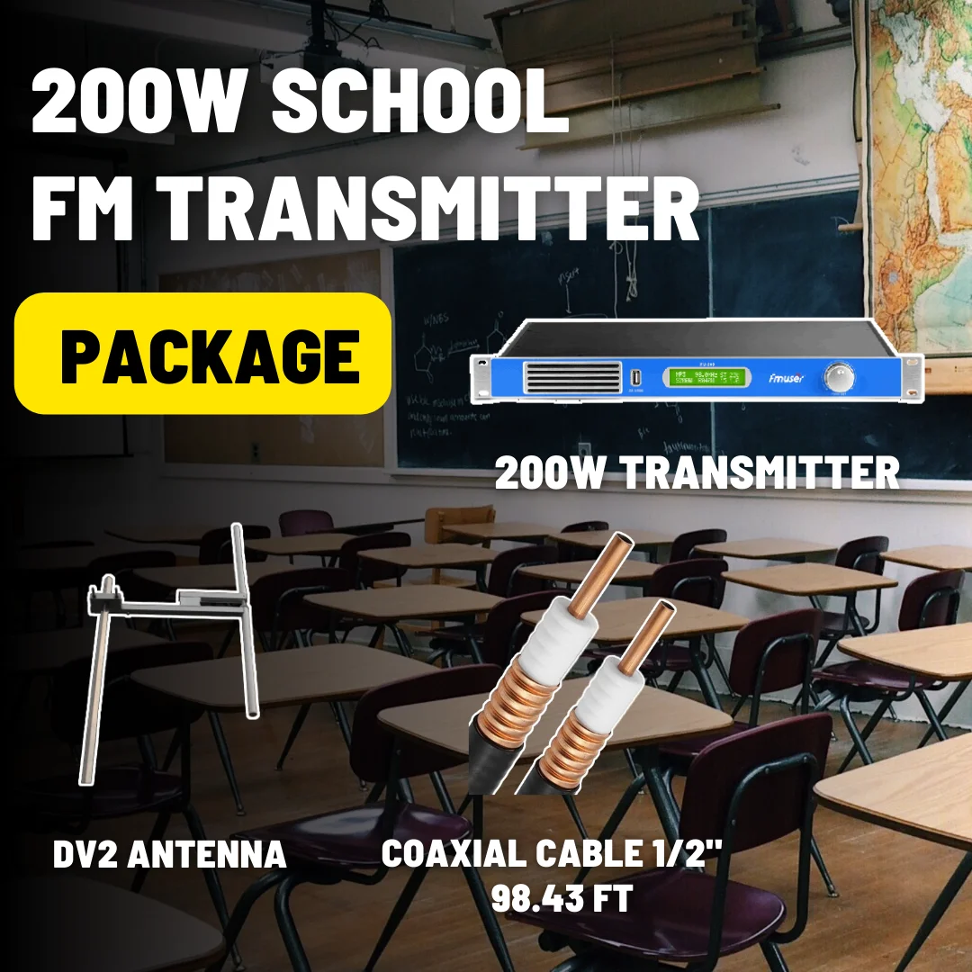 

Fmuser broadcast fm stereo transmitter 200w fm transmitter for school radio station with antenna kit