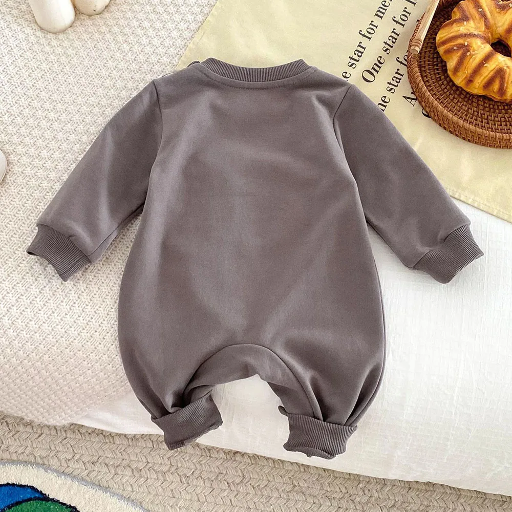 Jumpsuit lengan panjang bayi laki-laki, baju terusan lengan panjang motif hewan lucu, pakaian butik musim semi musim gugur untuk bayi baru lahir dan ulang tahun ke-1