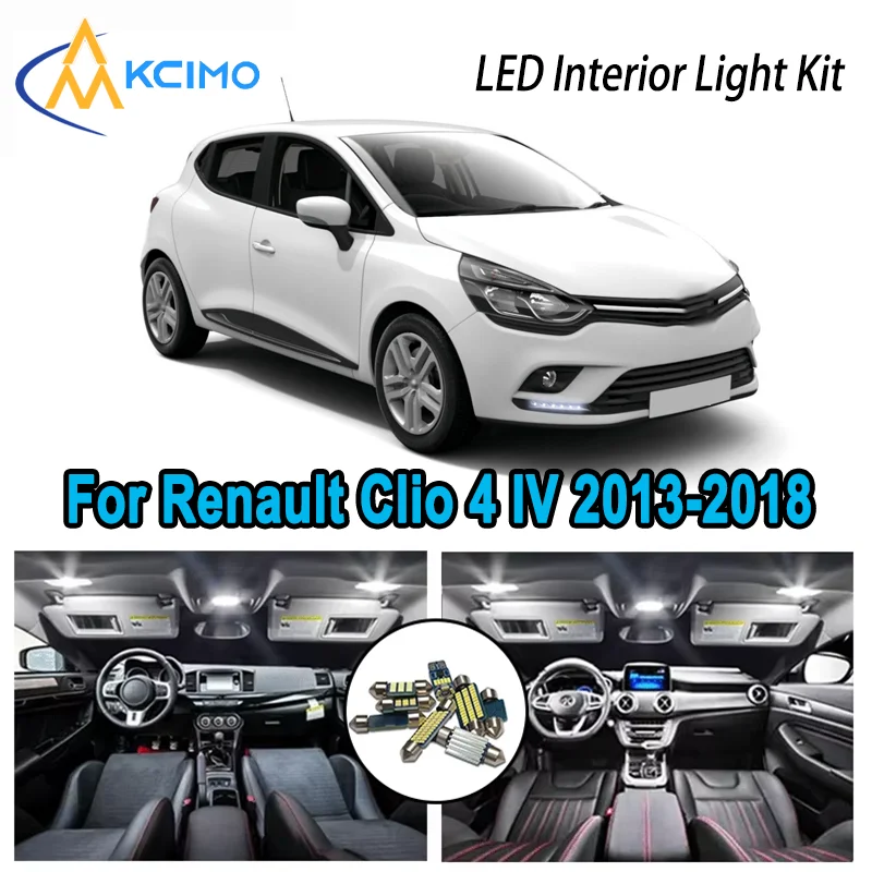 

Комплект ярких светодиодных внутренних фонарей премиум-класса для Renault Clio 4 IV MK4 2013-2018 2014, автомобильные лампы багажника с купольной картой и Canbus без ошибок