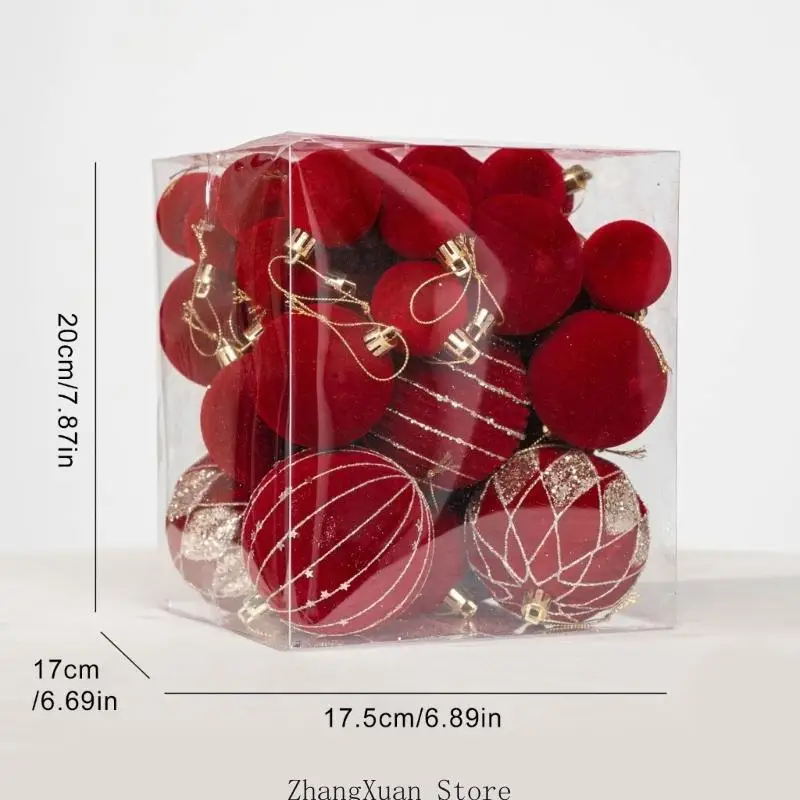 Weihnachts-Hängekugel-Set mit einfarbigen und gemusterten Oberflächen, 3 x – Detail 6
