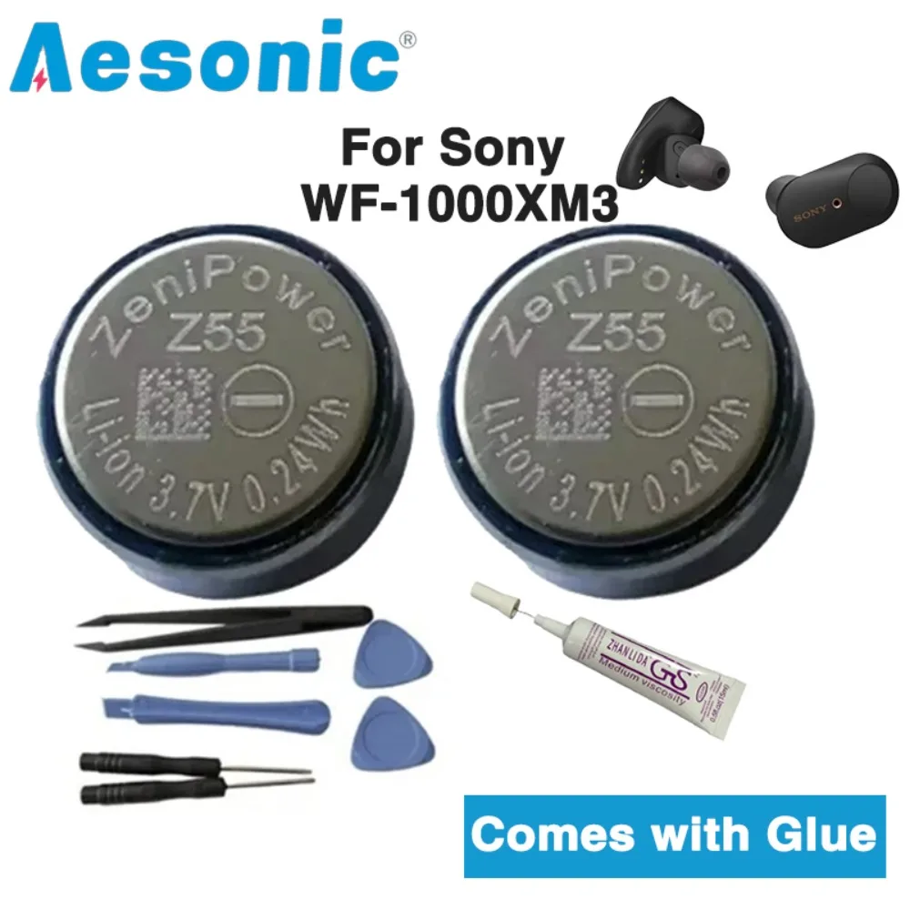 2PCS Original ZeniPower 3.7V Z55 Battery with Tool CP1254 for Sony WF-1000XM3 WF-SP900 WF-SP700N WF-1000X TWS Earphone Earbuds