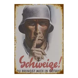Keep Quiet Vintage German Poster Metal Sign Cave Sign Posters Home Bar Garage Cafe Gift Decorate Wall Hanging in Living Room