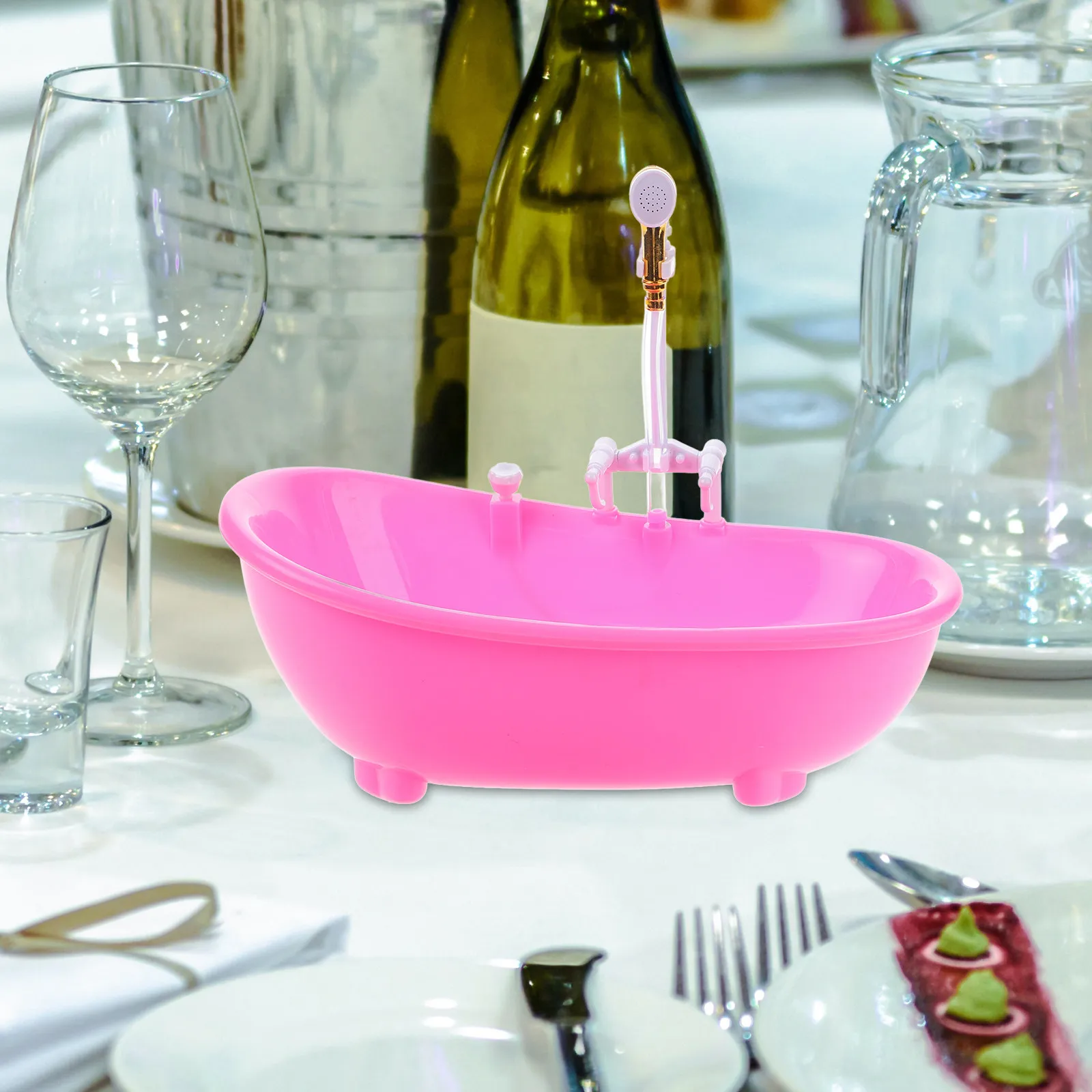 

2Pcs Plastic Bathtub Cups Mini Bathtub Cup Set for Dollhouse Miniature Bathroom Accessory Elegant Drinkware for Social