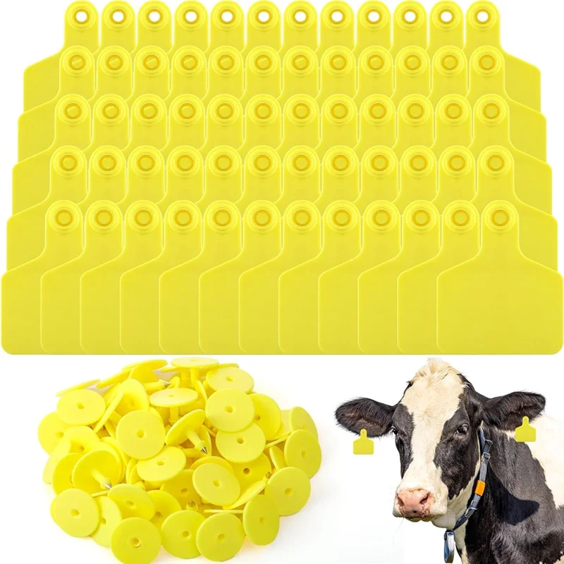 

A98E-100 Pieces Blank Cow Ear Tags Large Plastic Livestock Ear Tags For Cow Horse Dog Pig Goat Sheep Farm Management