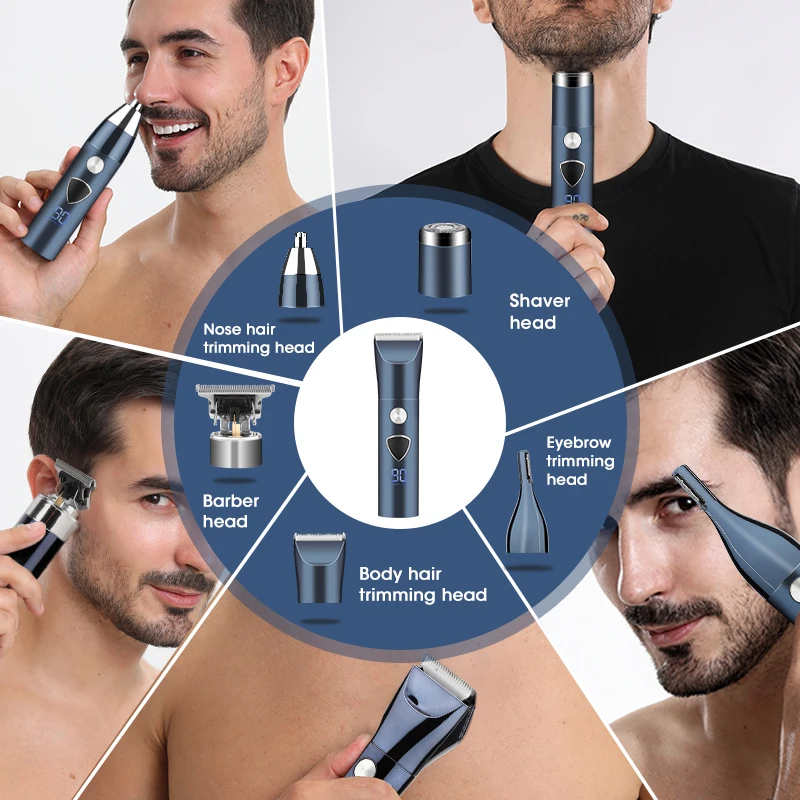 RESUXI HC-268B 5 in 1 Multifunction Hair Clipper Set for Men Grooming Kit Hair Trimmer Electric Shaver Razor and Nose Trimmer