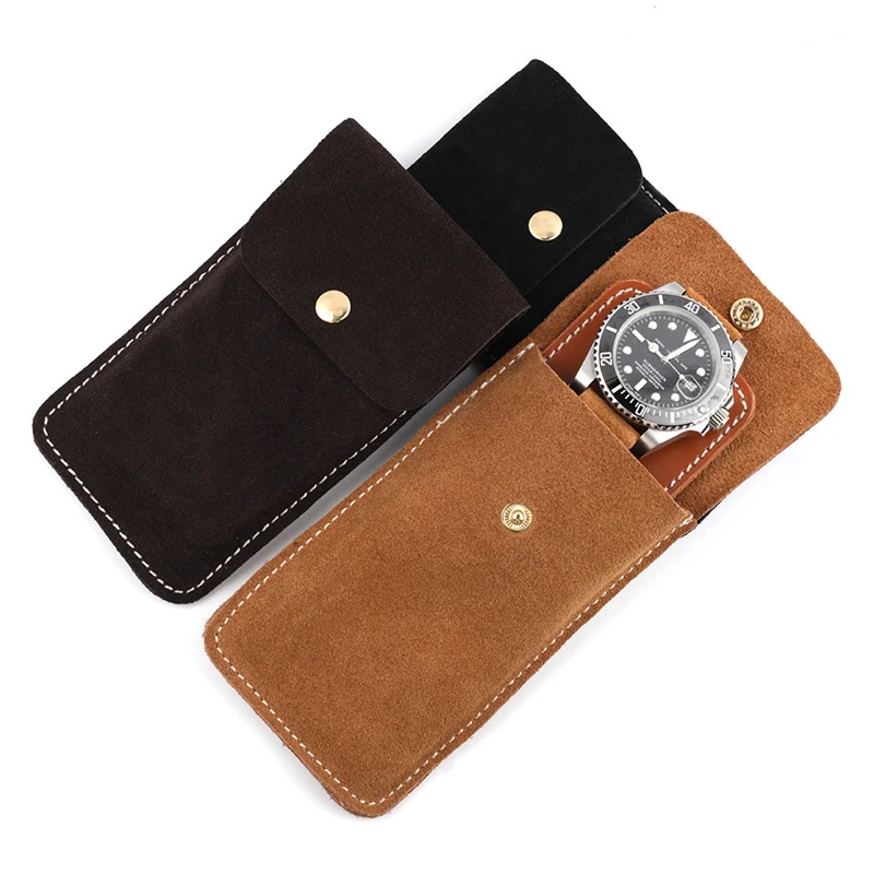 Genuine Leather Watch Box Bracelet Storage Bag Portable Travel Jewelry Leather Pouch Watch Pouch Bag Case for Men and Women