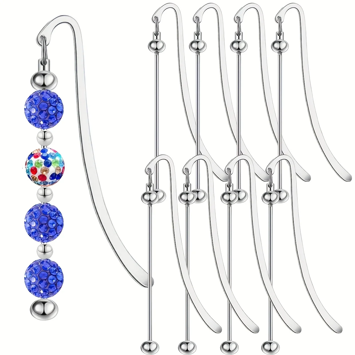 8pcs Blank Beaded Strips DIY Bookmarks Craft Supplies For Book Lovers Students Teachers Office Reading Decor Gifts