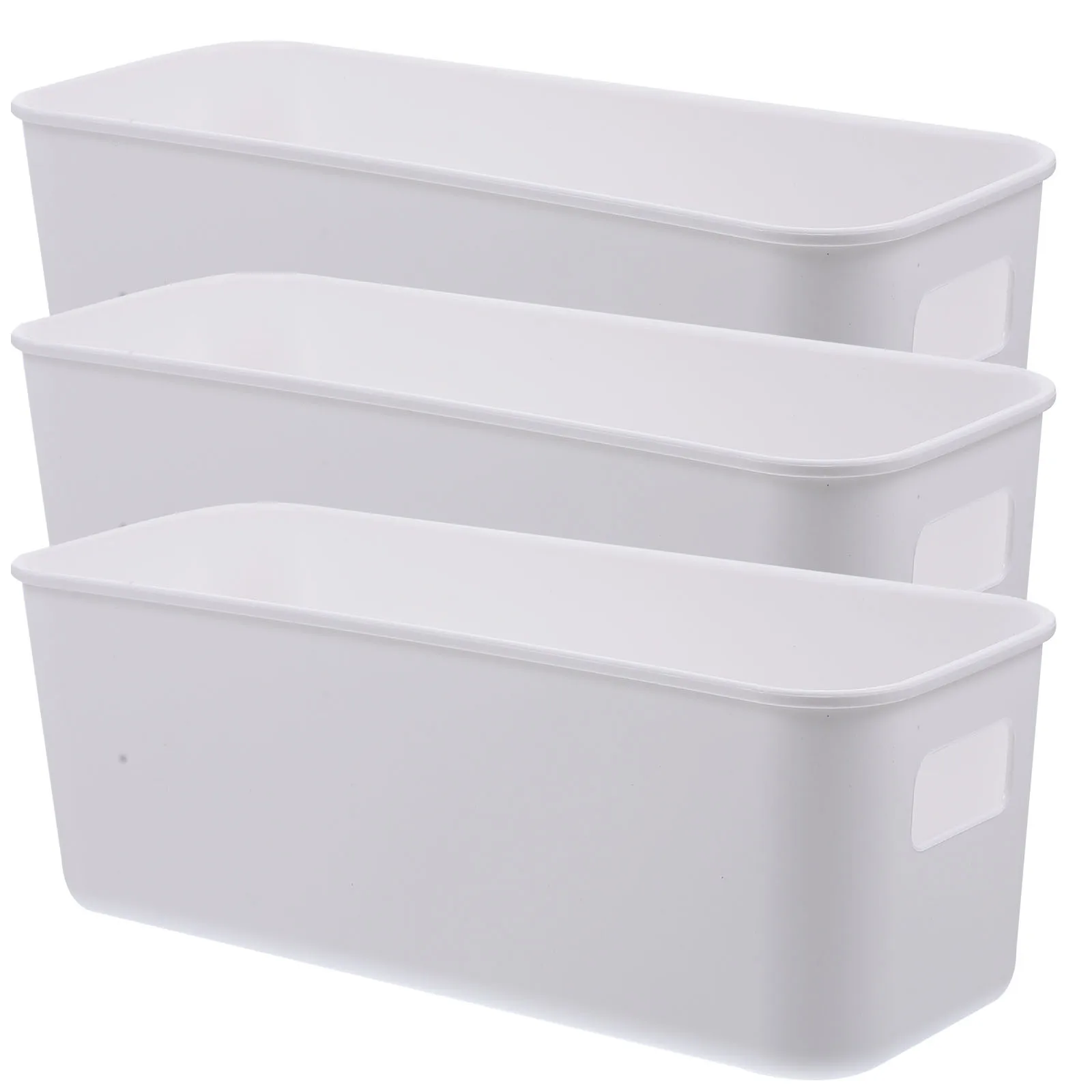 

3pcs Phone Case Storage Box Durable Plastic Bins Desk Organizer Boxes Home Office Multi Functional 2 Hollowed Handles