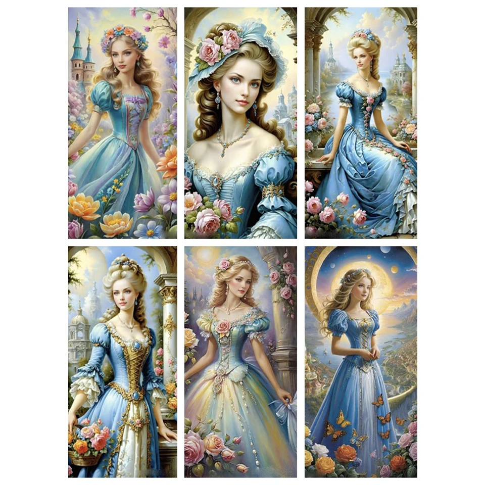 

New 5D Diamond Painting Elegant and Noble Long Dress for Women Square Round Mosaic for Women Flower Embroidery Wall Decoration