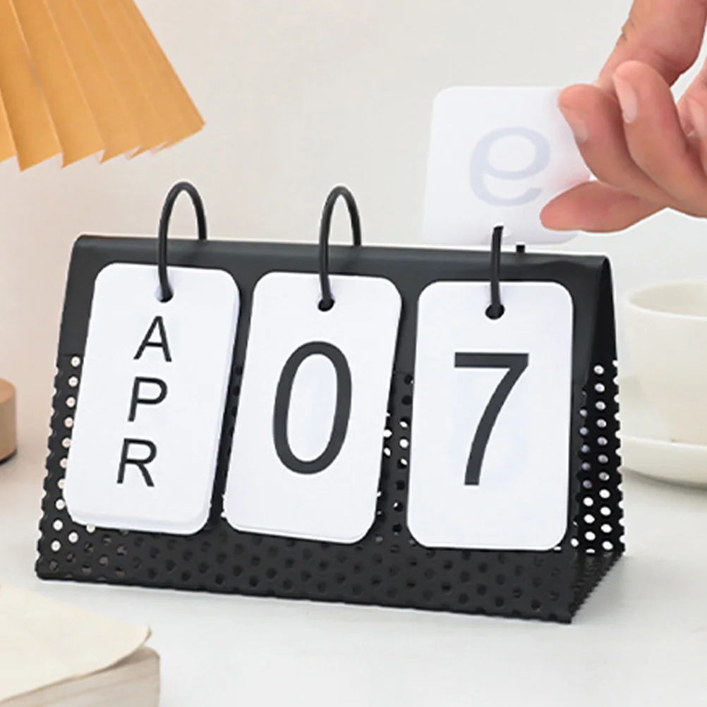 

Metal Desk Calendar 2023 Iron Frame Clear Printing Flip Date Display Bedroom Desktop Ornament Office Organizer