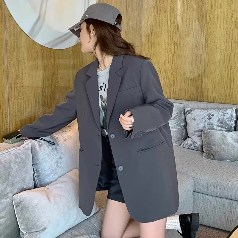 Blazer Donna Offerta Nero 2025 Capispalla monopetto All-Match Cappotto a maniche lunghe Donna Slim Solid Lady Abito da lavoro da ufficio Nuovo