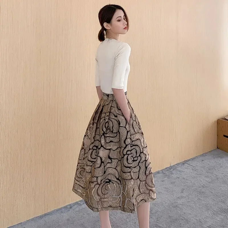 Summer 2024 Skirts for Women Zipper Midi Woman Skirt Luxury Elegant Casual Korean Fashion Harajuku Premium Stylish Streetwear V