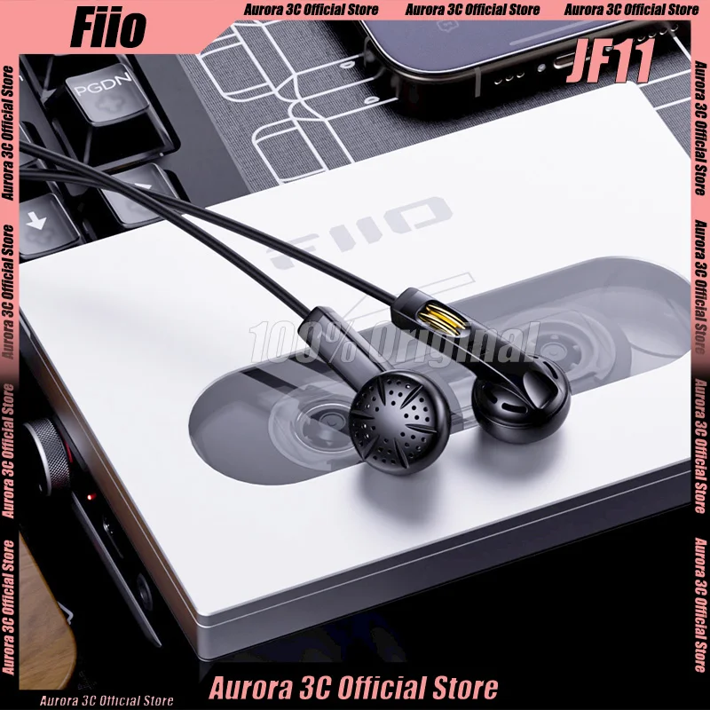

Fiio Jf11 Retro Earphones Flat Head U-Shaped Extension Gaming Earbud 14.2mm Low Frequency Large Moving Coil Custom With Mic Gift