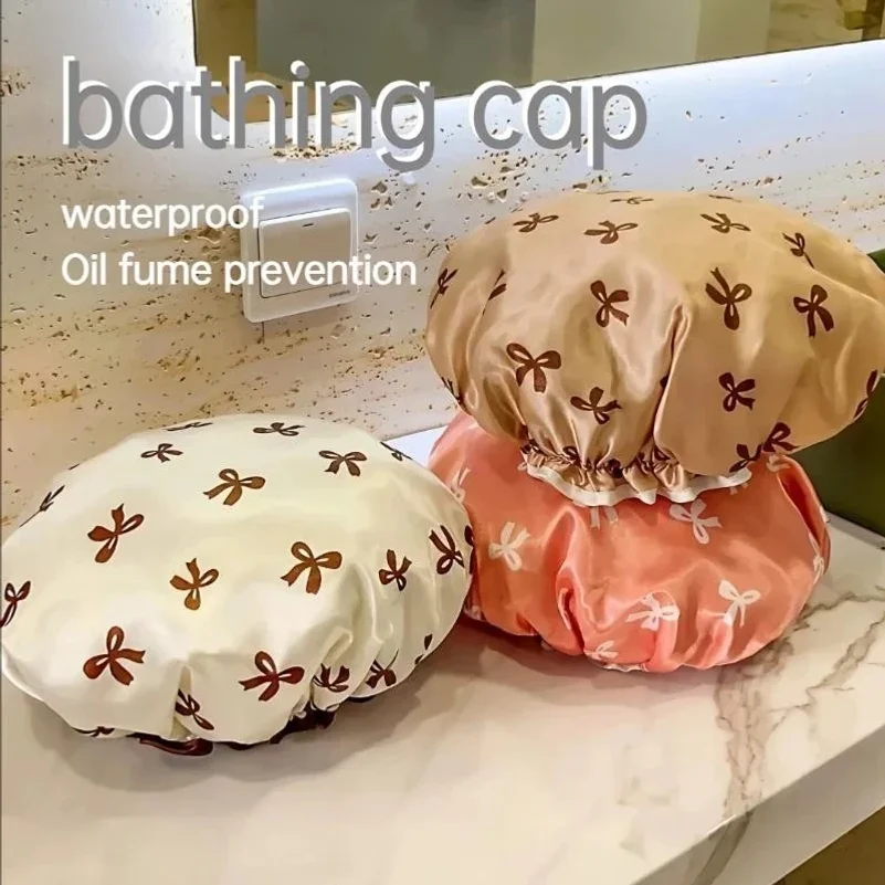Double Layer Shower Caps, Elastic Shower Caps, Waterproof Bath Caps Reusable Shower Caps Hair Hat For Women Ladies Spa Salon