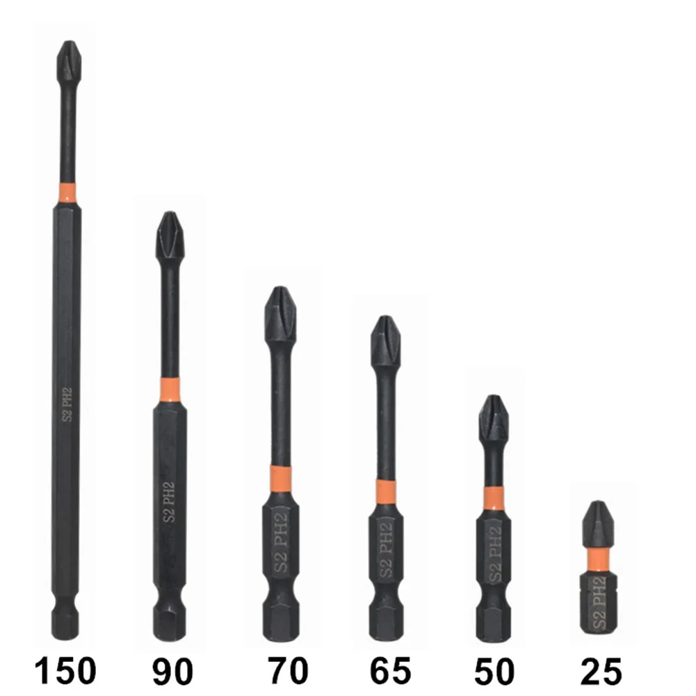 PH2 Magnetic ScrewdriversBits 1/4 Inch Hex Impact Batch Head Alloy Steel Cross Phillips Screwdriver Bit 25-150mm