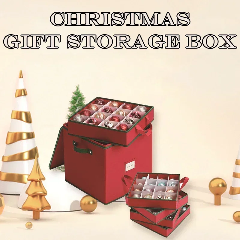 Christmas Tree Ornaments Storage Box 64-Grid Christmas Ball Storage Box Pendant Toys Separate Protection Ornament Storage Box