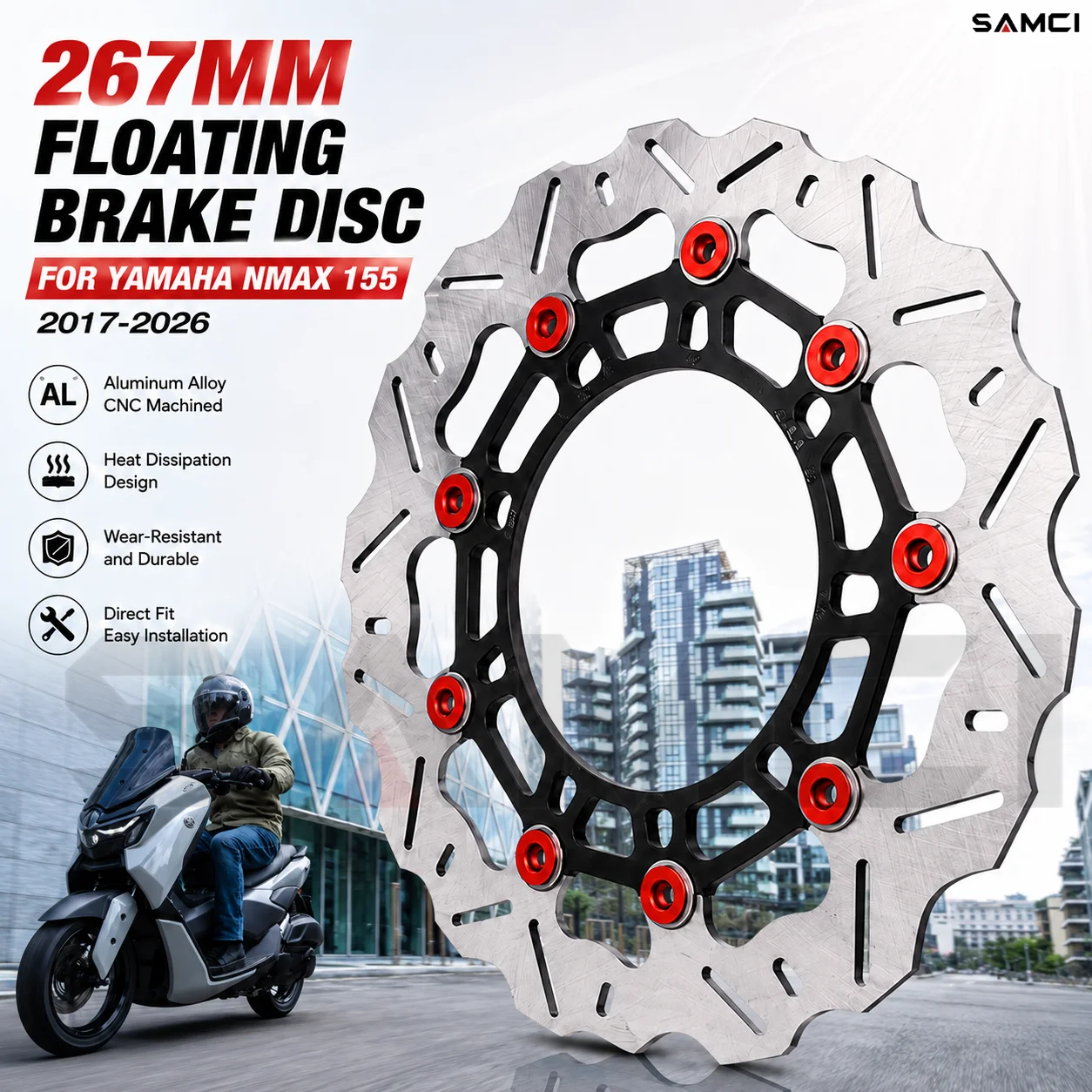 For YAMAHA NMAX155 Nmax 155 NMAX 155 Modification Brake Disc 267MM Floating Disc Modification Parts Motorcycle Parts 2017-2024