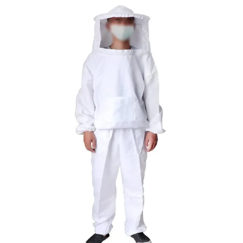 Thick split anti bee clothing, anti bee pants, sheepskin gloves, white bee protective clothing