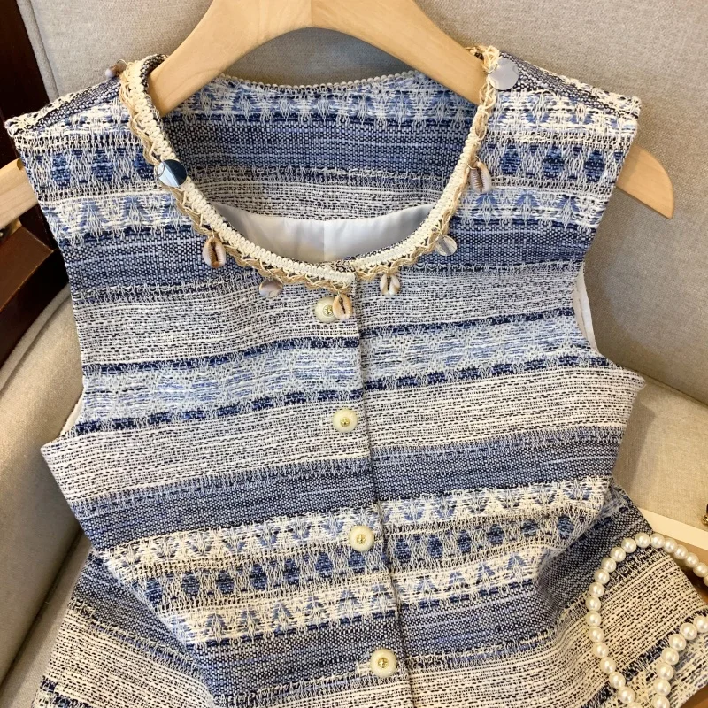 Camisola vintage coletes femininos topos 2025 outono sem mangas único breasted elegante chique moda malhas jumpers colete