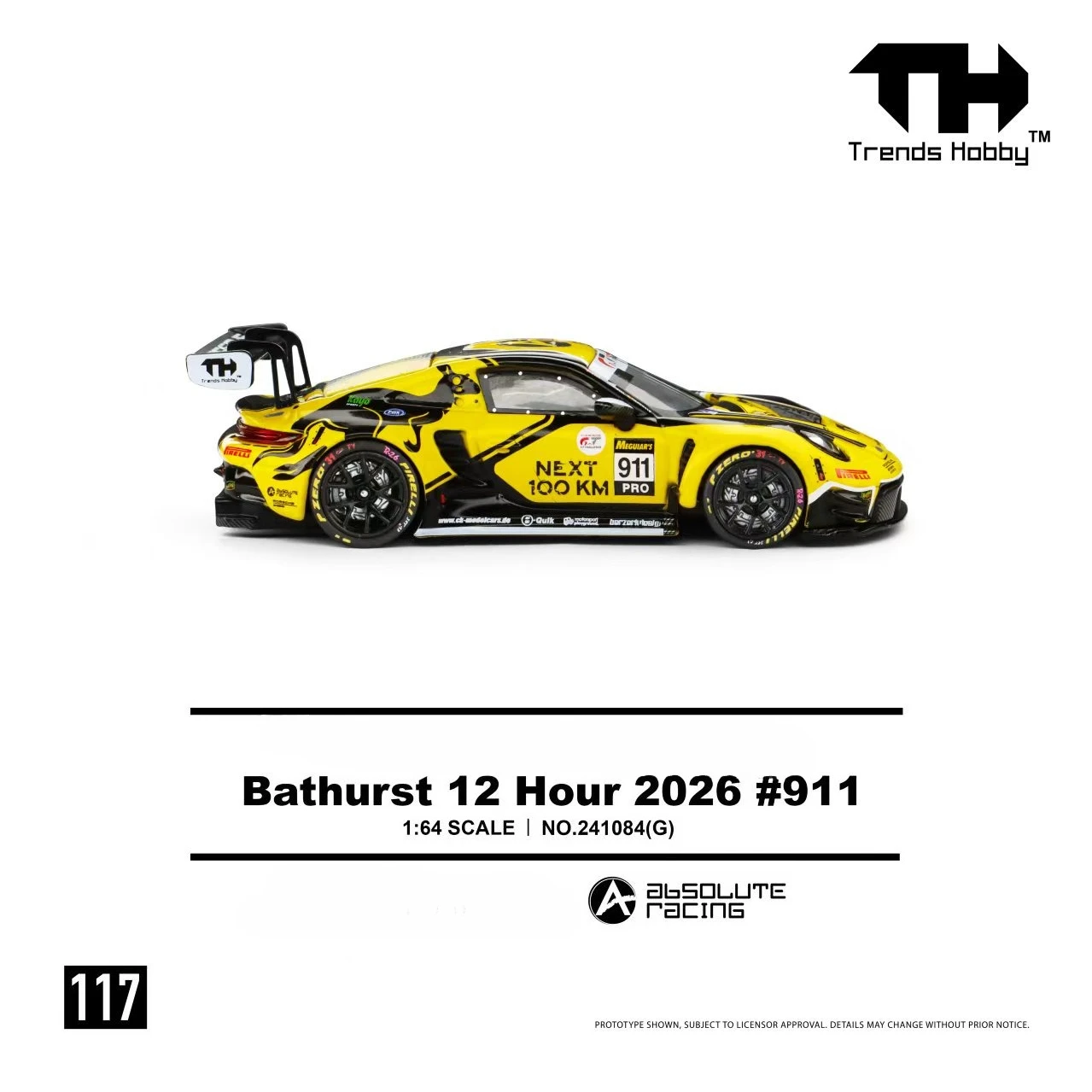 **Vorbestellung** Trends Hobby 1:64 911 GT3 R - B12H 2026 No911 Druckguss-Modellauto