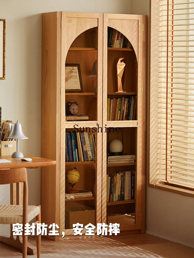 Medieval cherry wood bookcase integrated, the whole wall is full of walls, go to the living room  FT