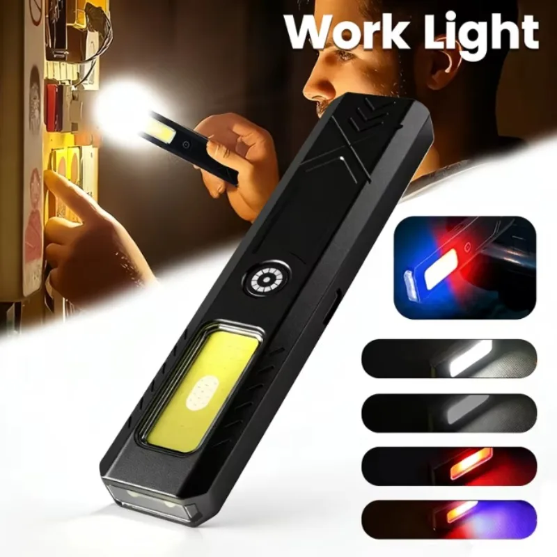 LED Keychain Flashlight Type C Rechargeable 550LM Portable Mini Torch Pocket Lantern Flood Work Light With Magnet For Emergency
