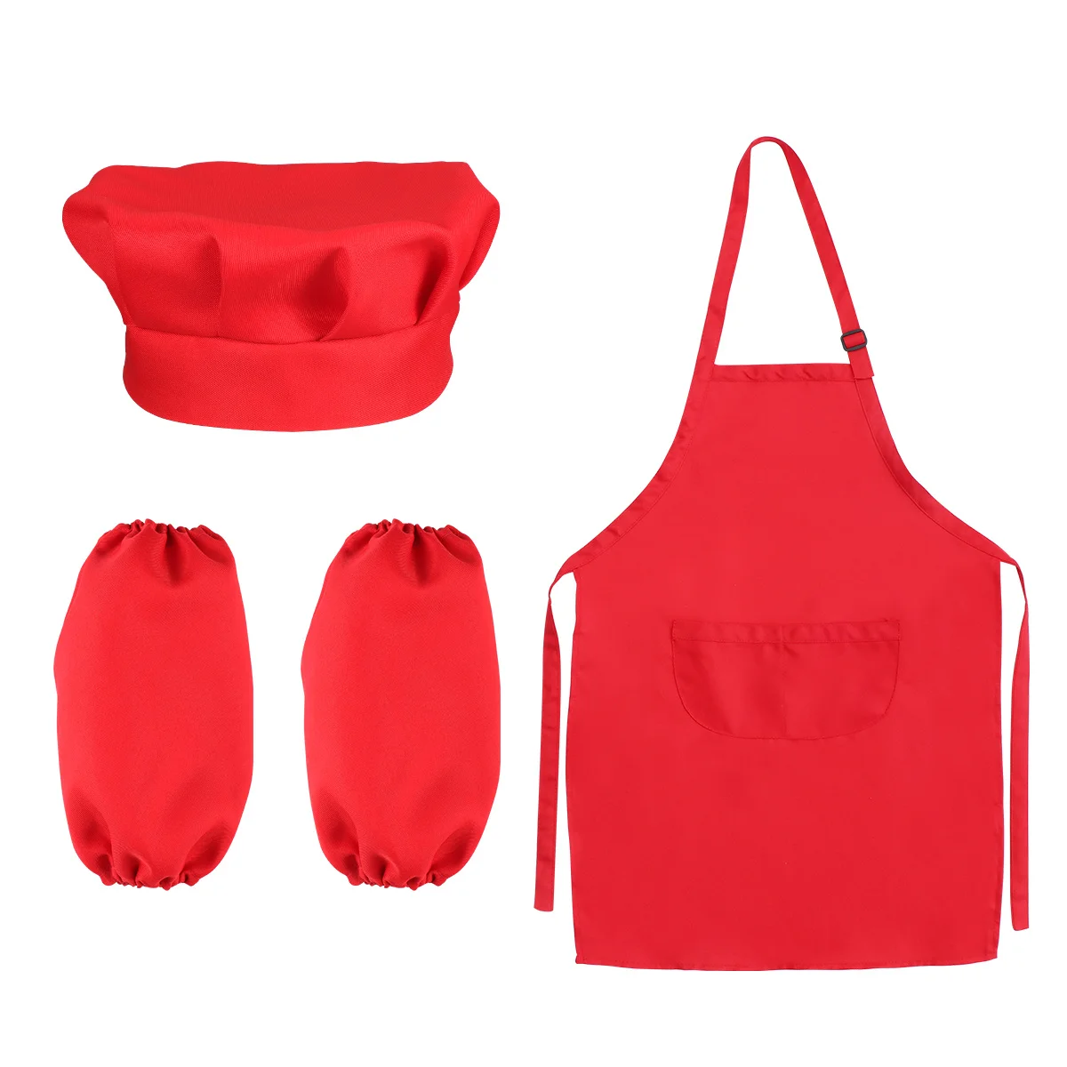 Les enfants comprend un tablier rouge, un chapeau, des manches de cuisine, un ensemble de jeu de cuisine durable pour enfants pour la cuisson, la peinture, la décoration de la fête âges de 7 à 13 ans