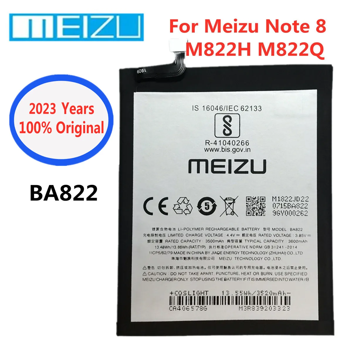 

2023 Years 100% Original Meizu BA822 3600mAh Battery For Meizu Note 8 Note8 M822H M822Q Smart Phone Battery Batteries Bateria