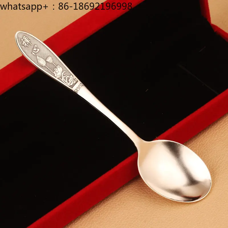 Spoon Sterling  999 Retro Zen Heart FuSpoon Household Handmade Spoon